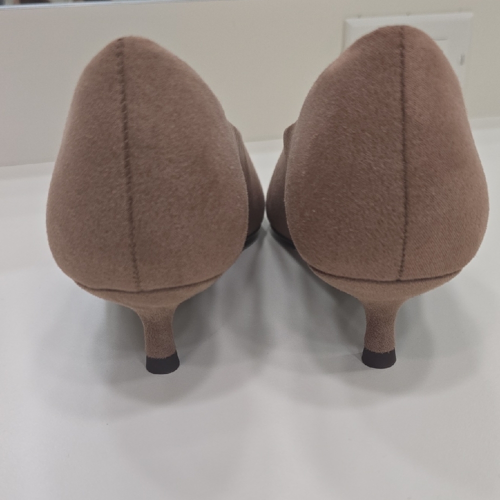 Next Forever Comfort Taupe Standart/wide Point Toe Lown Kitten Heel Shoes, 7 - Picture 6 of 15
